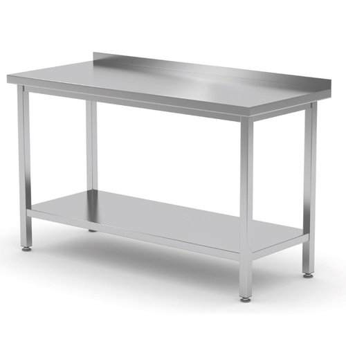 INOXI Stół przyścienny ze stali nierdzewnej z półką | 600x700x(h)850 mm