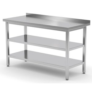 Stół przyścienny ze stali nierdzewnej z dwiema półkami | 400x600x(h)850 mm