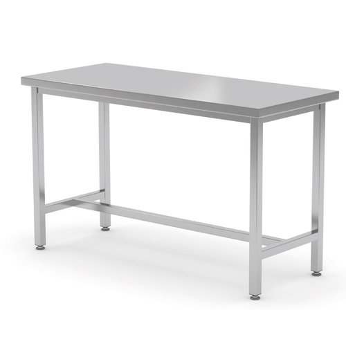 INOXI Stainless steel reinforced centre work table without splashback or shelf | 800x700x(h)850 mm