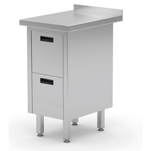 INOXI Stół przyścienny ze stali nierdzewnej z dwiema szufladami | 430x700x(h)850 mm