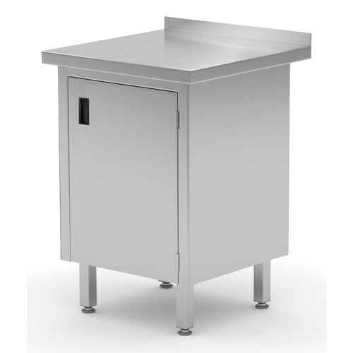 INOXI Stół przyścienny ze stali nierdzewnej szafka z drzwiami na zawiasach | 430x600x(h)850 mm