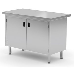 INOXI Stół centralny przelotowy ze stali nierdzewnej z drzwiami na zawiasach | 900x600x(h)850 mm