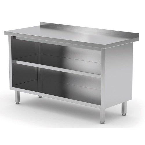 INOXI Stół przyścienny ze stali nierdzewnej szafka otwarta | 800x700x(h)850 mm