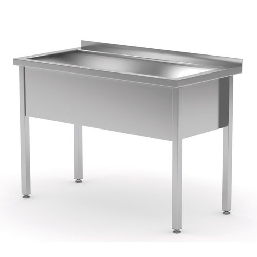 Stół ze stal nierdzewnej z basenem jednokomorowym - wysokość komory h = 300 mm | 600x600x(h)850 mm
