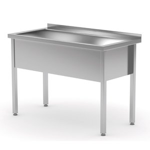 Stół ze stal nierdzewnej z basenem jednokomorowym - wysokość komory h = 300 mm | 700x600x(h)850 mm