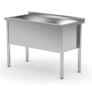 Stół ze stal nierdzewnej z basenem jednokomorowym - wysokość komory h = 400 mm | 900x700x(h)850 mm