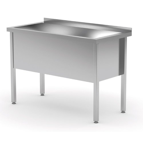 Stół ze stal nierdzewnej z basenem jednokomorowym - wysokość komory h = 400 mm | 1100x700x(h)850 mm