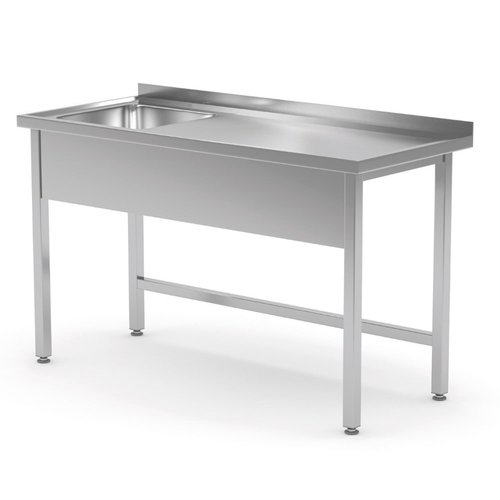 INOXI Stół ze stali nierdzewnej ze zlewem bez półki - komora po lewej stronie | 900x700x(h)850 mm