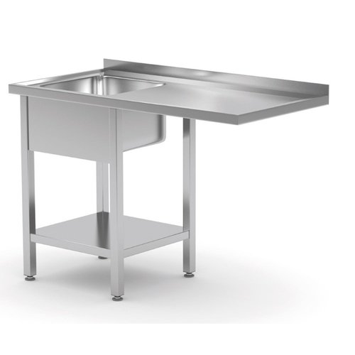 INOXI Stół ze stali nierdzewnej ze zlewem, półką i miejscem na zmywarkę lub lodówkę - komora po lewej stronie | 1800x700x(h)850 mm INOXI Stół ze stali nierdzewnej ze zlewem, półką i miejscem na zmywarkę lub lodówkę - komora po lewej stronie | 1800x700x(h)850 mm