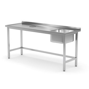 INOXI Stół ze stali nierdzewnej ze zlewem i otworem na odpadki - komora po prawej stronie | 1100x600x(h)850 mm