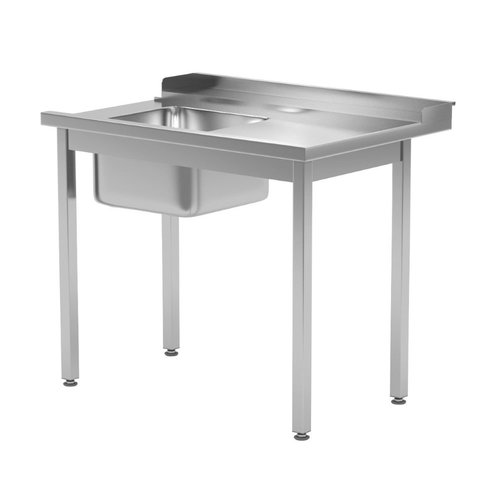 INOXI Stół załadowczy ze stali nierdzewnej do zmywarek ze zlewem bez półki - prawy | 800x700x(h)850 mm