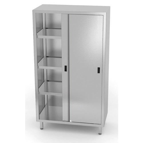 INOXI Szafa magazynowa ze stali nierdzewnej z drzwiami suwanymi | 900x700x(h)1800 mm