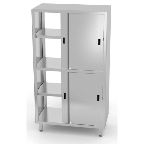 INOXI Szafa przelotowa ze stali nierdzewnej z przegrodą i drzwiami suwanymi | 900x600x(h)1800 mm