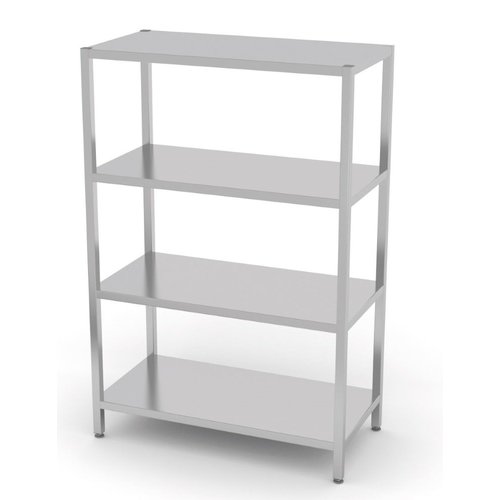 INOXI Regał magazynowy ze stali nierdzewnej, 4 półki pełne | 900x700x(h)1800 mm