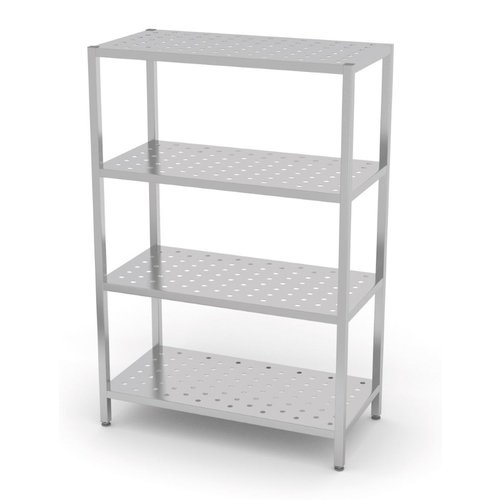 INOXI Regał magazynowy ze stali nierdzewnej, 4 półki perforowane | 800x400x(h)1800 mm