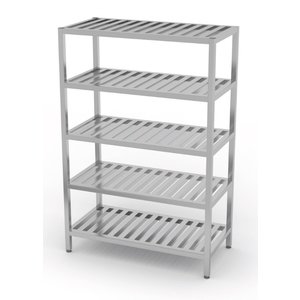 INOXI Regał magazynowy ze stali nierdzewnej, 5 półek gretingowych | 1000x700x(h)1800 mm