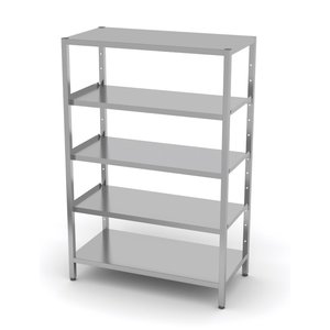 INOXI Stainless steel storage rack with adjustable shelves, 5 solid shelves | 600x400x(h)1800 mm