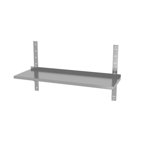 INOXI Półka wisząca ze stali nierdzewnej przestawna pojedyncza z dwiema konsolami | 900x400x(h)600 mm