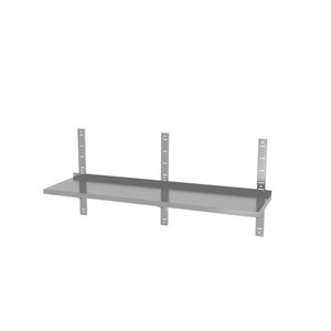 INOXI Półka wisząca ze stali nierdzewnej przestawna pojedyncza z trzema konsolami | 1900x400x(h)600 mm