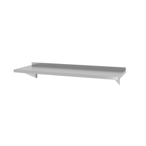 INOXI Półka wisząca ze stali nierdzewnej na konsolach, z dwiema konsolami | 1100x400x(h)250 mm