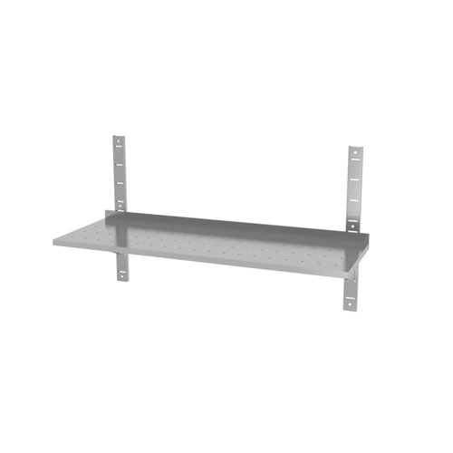INOXI Półka wisząca ze stali nierdzewnej przestawna pojedyncza, perforowana z dwiema konsolami | 900x300x(h)600 mm