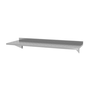 INOXI Półka wisząca ze stali nierdzewnej na konsolach, perforowana z dwiema konsolami | 1100x300x(h)250 mm