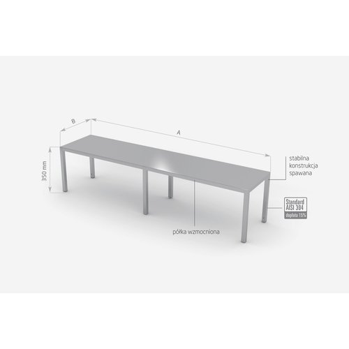 Nadstawka ze stali nierdzewnej na stół jednopoziomowa | 1600x300x(h)350 mm