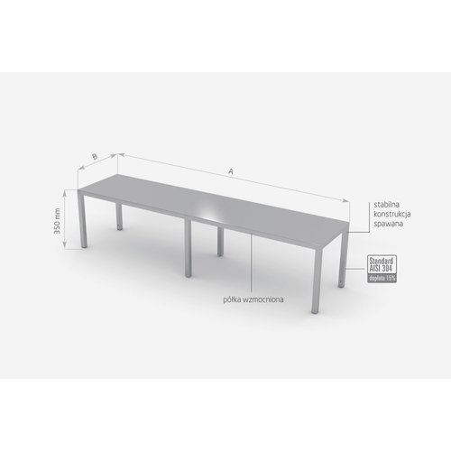 INOXI Nadstawka ze stali nierdzewnej na stół jednopoziomowa | 1700x300x(h)350 mm