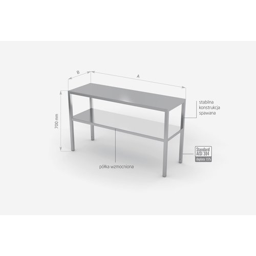 INOXI Nadstawka ze stali nierdzewnej na stół dwupoziomowa | 700x300x(h)700 mm