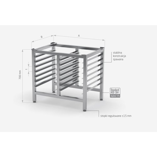 Podstawa ze stali nierdzewnej pod piec | 830x585x(h)700 mm