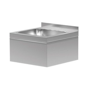 INOXI Stainlesss steel wall mounted wash basin 400x295x(h)150 mm, rectangular chamber built-in on three sides | 400x447100x(h)0 mm