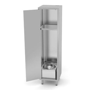 INOXI Stainless steel storage cupboard with basin and hinged doors | 500x500x(h)1800 mm