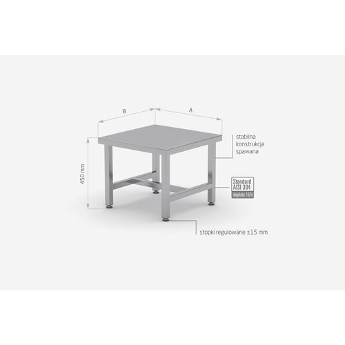 INOXI Podstawa ze stali nierdzewnej pod garnki | 400x400x(h)450 mm