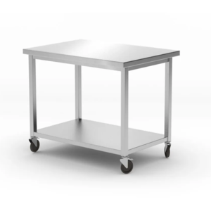 Skręcany stół ze stali nierdzewnej jezdny z półką | 1000x700x(h)850 mm
