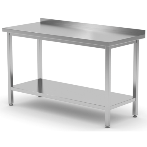 Skręcany stół ze stali nierdzewnej roboczy przyścienny z półką | 1800x600x(h)850 mm