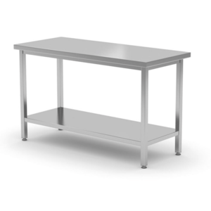 Skręcany stół ze stali nierdzewnej centralny z półką | 1000x600x(h)850 mm