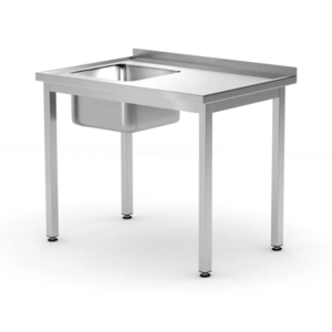 Skręcany stół ze stali nierdzewnej z jednym zlewem lewy | 1000x700x(h)850 mm