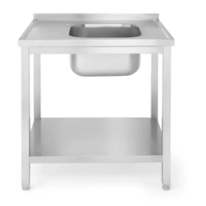 Skręcany stół ze stali nierdzewnej z jednym zlewem | 600x600x(h)850 mm