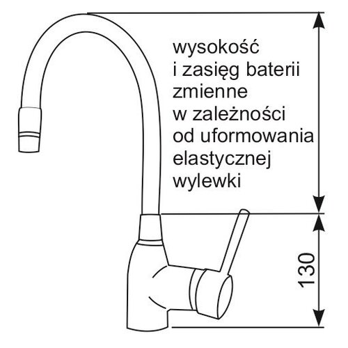 Bateria zlewozmywakowa stojąca z pokrętłami z elastyczną wylewką o długości 530 mm, pomarańczowa