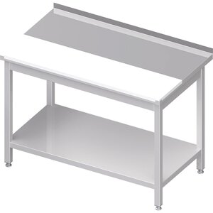 Stalgast Stół przyścienny z płytą polietylenową i półką | 1500x700x850 mm, spawany