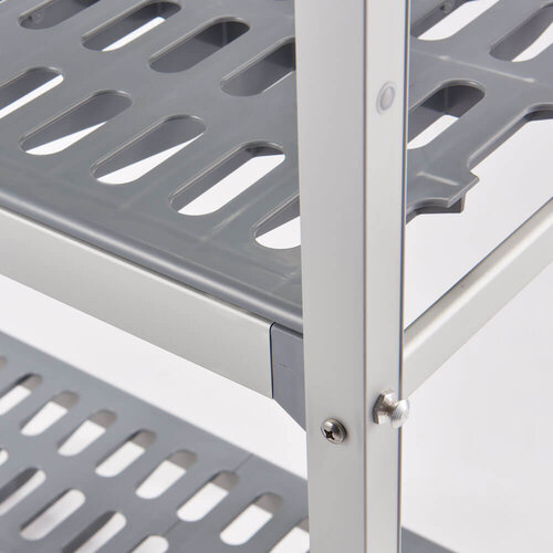 Tribeca Regał aluminiowy narożny z 4 półkiami gretingowymi 1469x460x(h)1680 mm