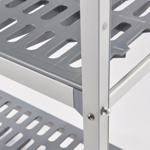 Tribeca Regał aluminiowy narożny z 4 półkiami gretingowymi 859x560x(h)1680 mm