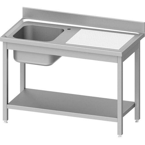 Stalgast Stół ze zlewem bez półki - komora po lewej stronie | 1000x600x(h)850mm, skręcany