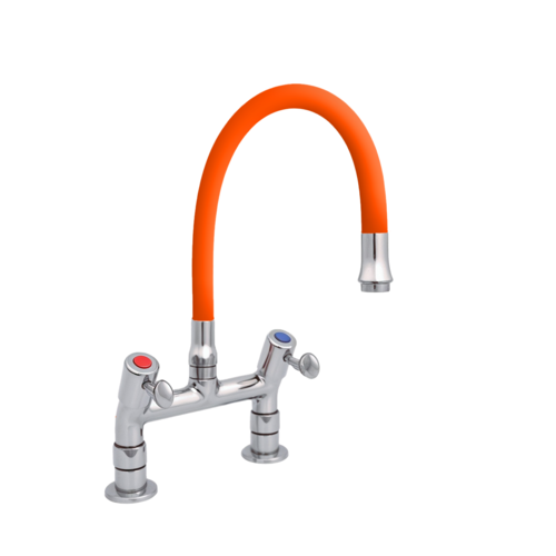 Double Handle Deck Mounted Kitchen Faucet with Flexible Spout max 530 mm in Various Colors