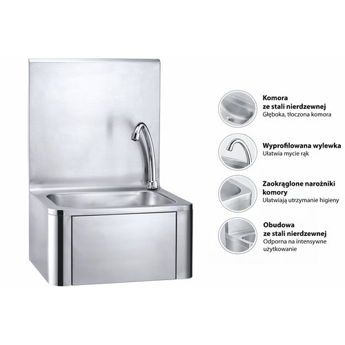 INOXI Umywalka ze stojącą baterią 400x330x(h)570mm