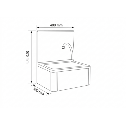 INOXI Umywalka ze stojącą baterią 400x330x(h)570mm