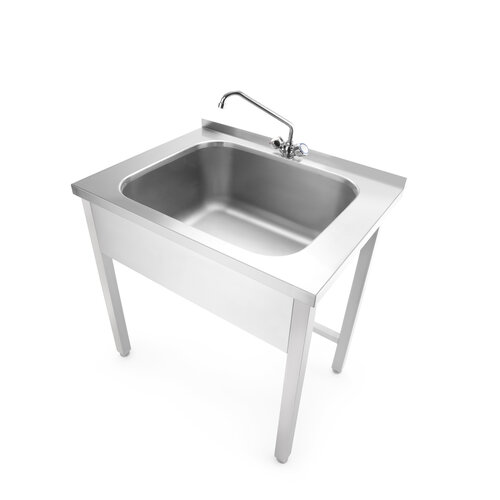 INOXI Stół z basenem jednokomorowym - wysokość komory h = 300 mm | 800x650 mm, INOXI 89-12666