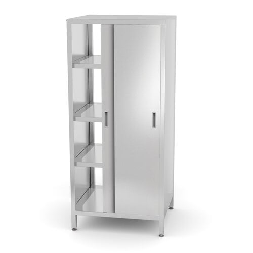 INOXI Szafa przelotowa ze stali nierdzewnej z drzwiami suwanymi o wymiarach 800x700x(h)1800 mm, skręcany