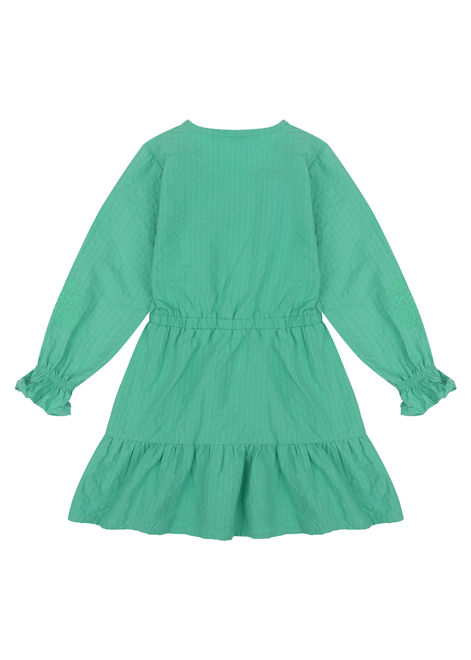 Daily 7 Dress Longsleeve Poplin Broderie Green Sea