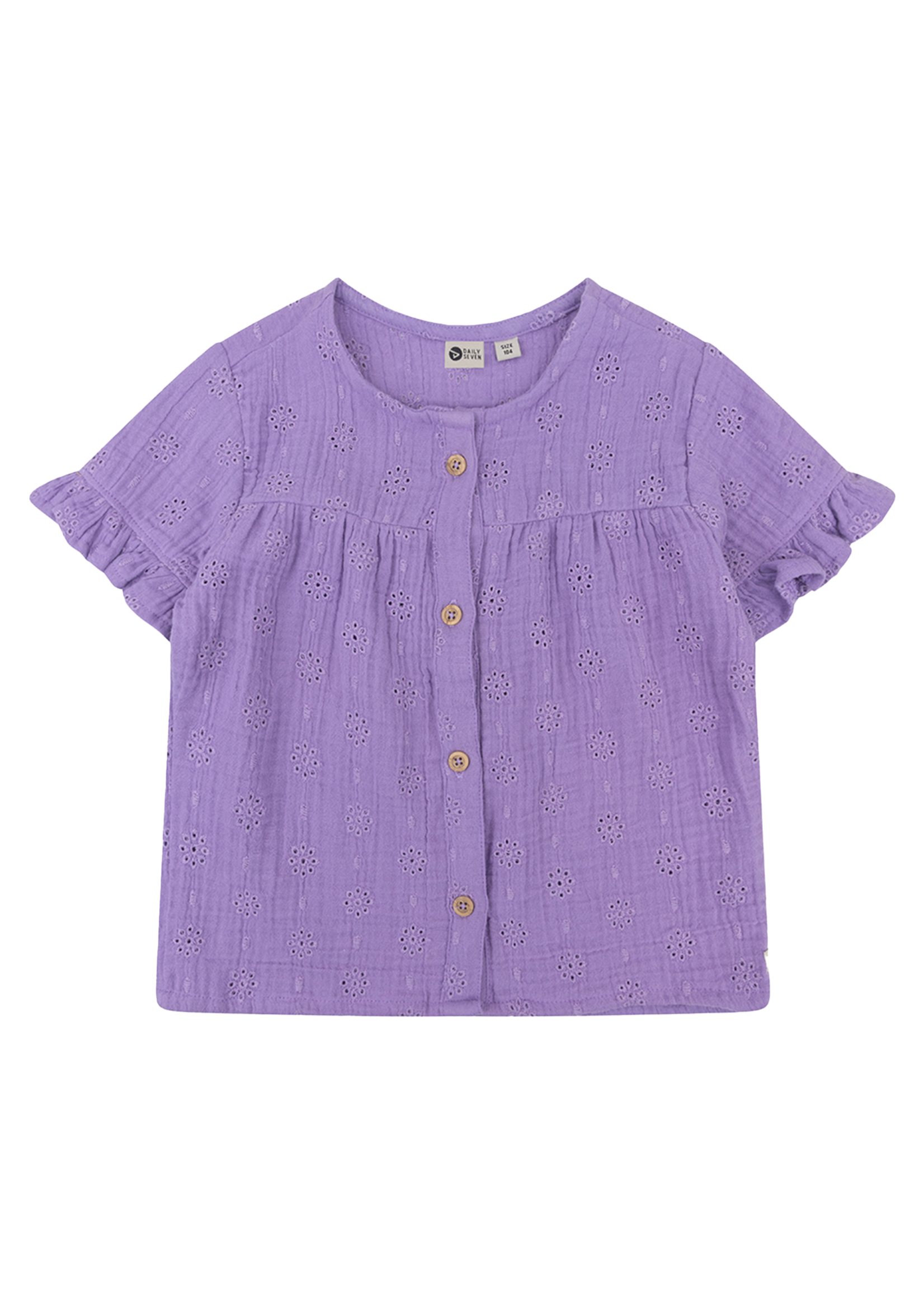 Daily 7 Shirt Shortsleeve Muslin Broderie Dahlia Purple